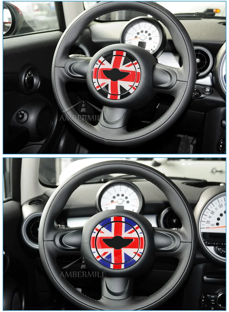 3D Car Steering Wheel Center Stickers Covers Decoration for Mini Cooper Countryman R55 R56 R57 R58 R60 R61 Accessories (6)