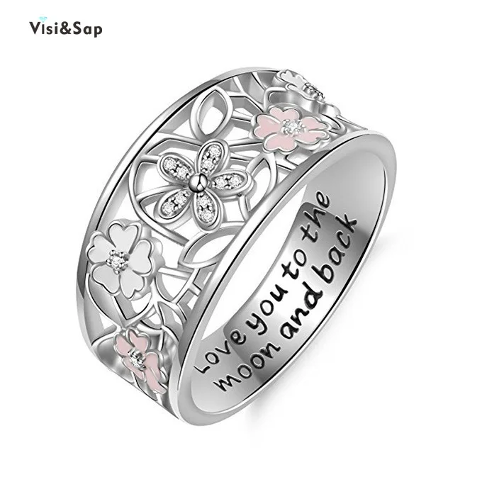Visisap Romantic Blossoming Flowers Hollow Rings for Women Gifts Engrave Love You To The Moon and Back Wholesale Factory B2424
Visisap Romantic Blossoming Flowers Hollow Rings for Women Gifts Engrave Love You To The Moon and Back Wholesale Factory B2424