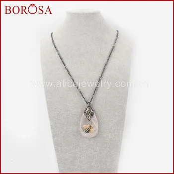 BOROSA 2/3PCS Stylish Teardrop Natural Pink Quartz Druzy with Pave CZ Bee Insects Charm Hematite Stone Bead Necklace JAB873
BOROSA 2/3PCS Stylish Teardrop Natural Pink Quartz Druzy with Pave CZ Bee Insects Charm Hematite Stone Bead Necklace JAB873