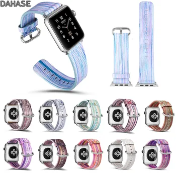 DAHASE Colorful Prints Rainbow Striped Strap for Apple Watch Band Genuine Leather Watchbands Series 1/2/3 Bracelet 42mm 38mm
DAHASE Colorful Prints Rainbow Striped Strap for Apple Watch Band Genuine Leather Watchbands Series 1/2/3 Bracelet 42mm 38mm
