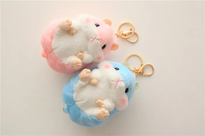 Fashion Cartoon Small Hamster Plush Pendant Gold Chain Woman Bag Charms Fake Rabbit Fur Pom Pom Plush Toy Girls Boys Dolls Gift (6)