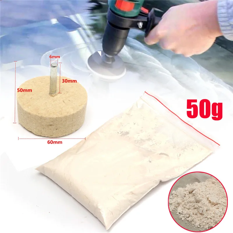 50g Cerium Oxide Powder + Wool Felt Wheel For Glass Polishing Scratch Removal Abrasive Tool
50g Cerium Oxide Powder + Wool Felt Wheel For Glass Polishing Scratch Removal Abrasive Tool