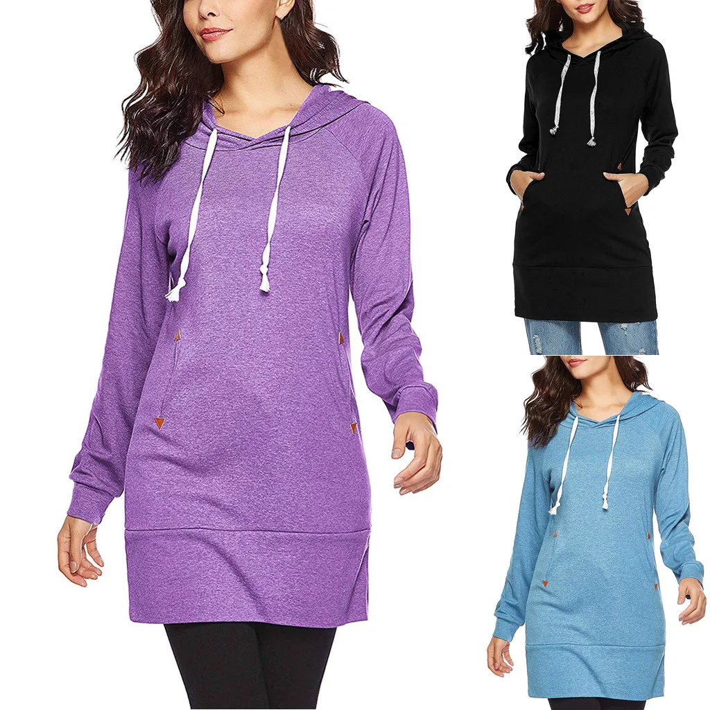 2019 winter warm Women Long Sleeve Solid Tunics Pocket Pullover Hoodie Sweatshirt Bluses Tops chaqueta mujer vestido invierno to
2019 winter warm Women Long Sleeve Solid Tunics Pocket Pullover Hoodie Sweatshirt Bluses Tops chaqueta mujer vestido invierno to