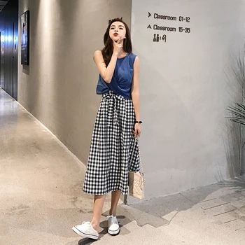 Plaid Casua Women Two Piece Outfits Casual Vintage Two Piece Set Summer Pastel Chic Clothes For Women Mujer De Moda 2019
Plaid Casua Women Two Piece Outfits Casual Vintage Two Piece Set Summer Pastel Chic Clothes For Women Mujer De Moda 2019