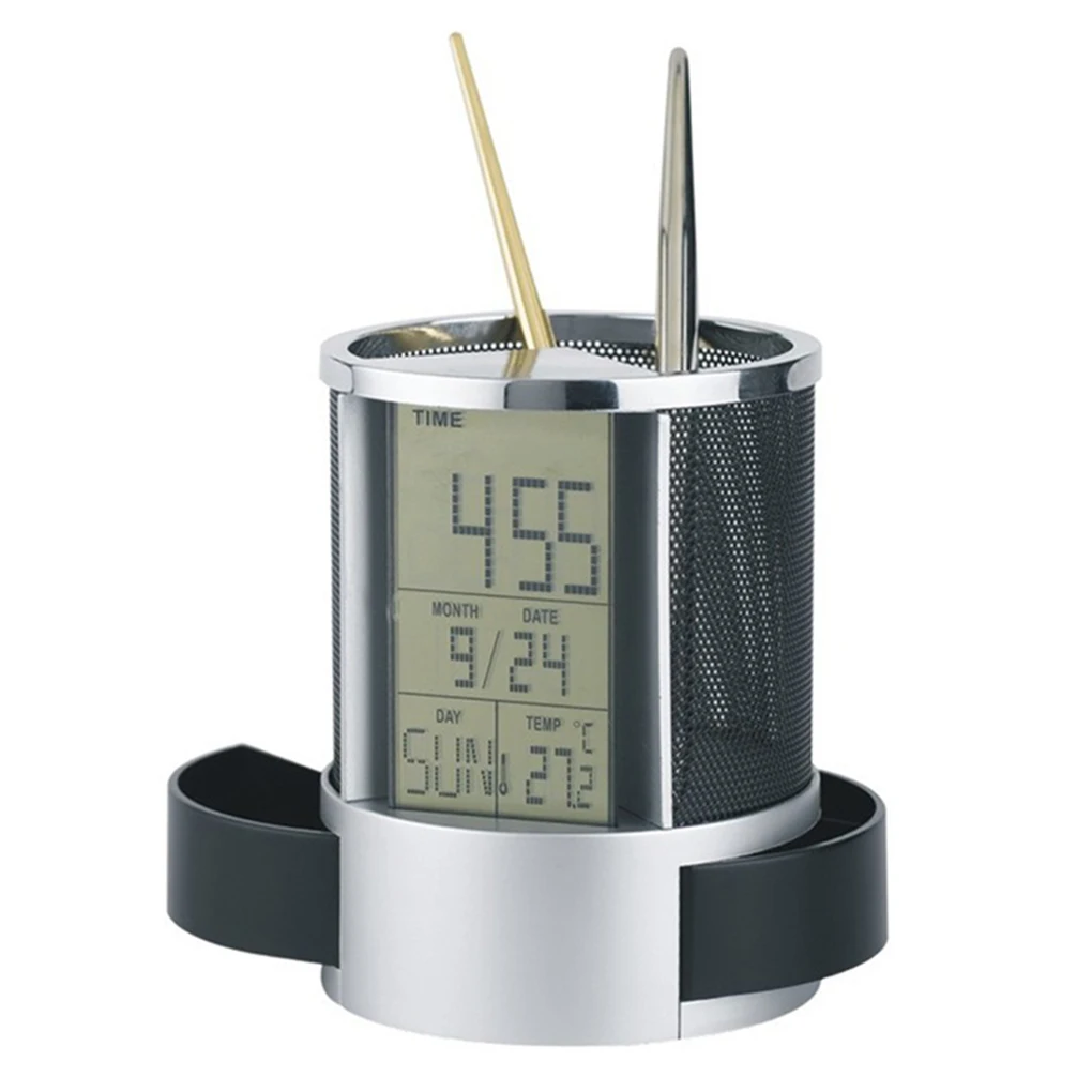 Multifunctional Mesh Pen Pencil Holder Digital LCD Office Desk ALarm Clock Time Temperature Calendar Function
Multifunctional Mesh Pen Pencil Holder Digital LCD Office Desk ALarm Clock Time Temperature Calendar Function
