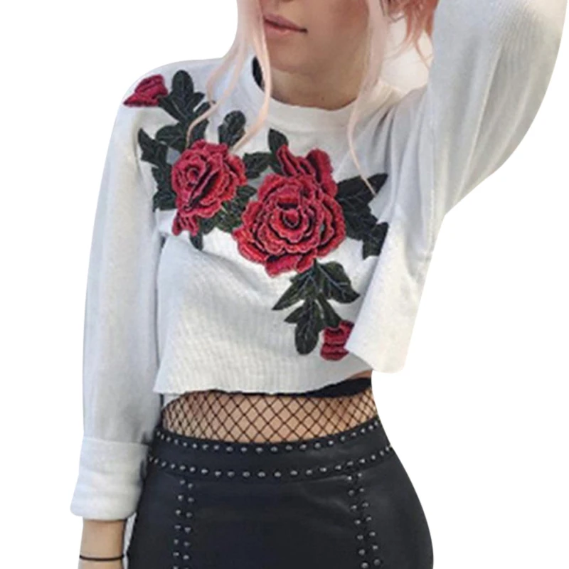 Fashion Roses Embroidery Harajuku Sweatshirt Short Women White Hoodies Pullovers moletom Long Sleeve Gray Casual poleron mujer
Fashion Roses Embroidery Harajuku Sweatshirt Short Women White Hoodies Pullovers moletom Long Sleeve Gray Casual poleron mujer