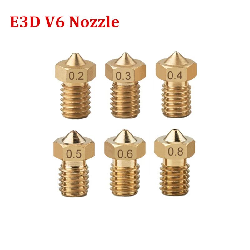 

E3D V5 V6 Nozzle 0.2mm 0.3mm 0.4mm 0.5mm Copper for 1.75mm Filament M6 Threaded Brass Nozzles 3D Printer Extruder Parts