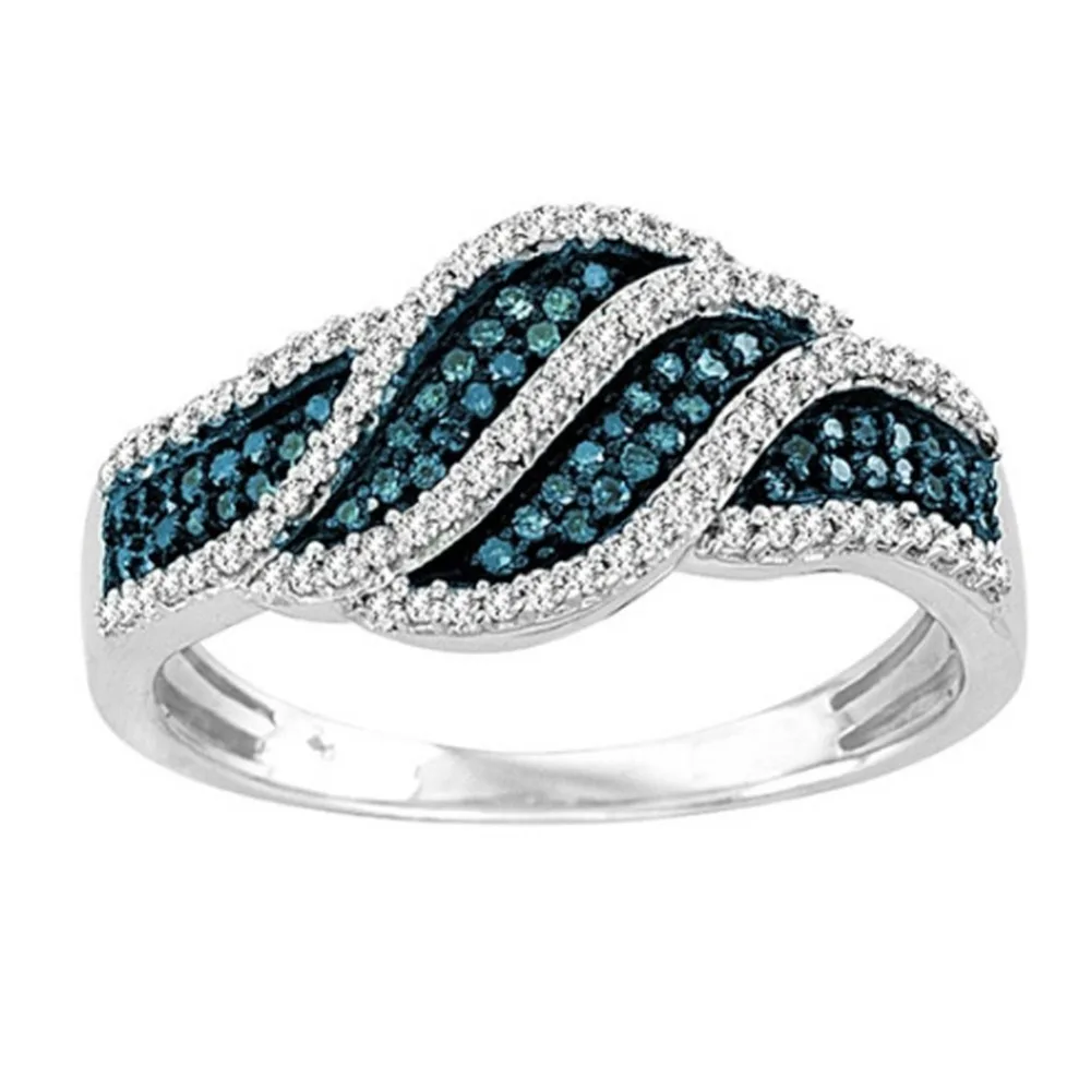 Hot Selling Lake Blue Leaf Ring Shining Rhinestone Jewelry Gift Anniversary Accessories For Women | Украшения и аксессуары