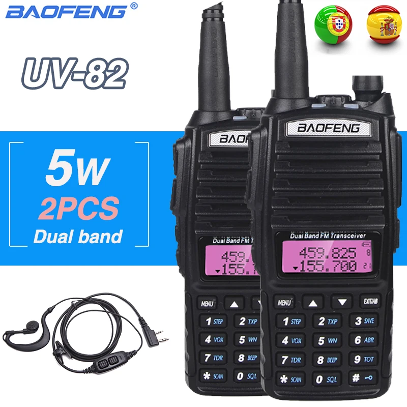 2PCS Baofeng UV82 5W Walkie Talkie Dual Band Two way Radio 10km Portable CB Ham Radio VHF/UHF FM Transceiver UV 82 Communicator
2PCS Baofeng UV82 5W Walkie Talkie Dual Band Two way Radio 10km Portable CB Ham Radio VHF/UHF FM Transceiver UV 82 Communicator