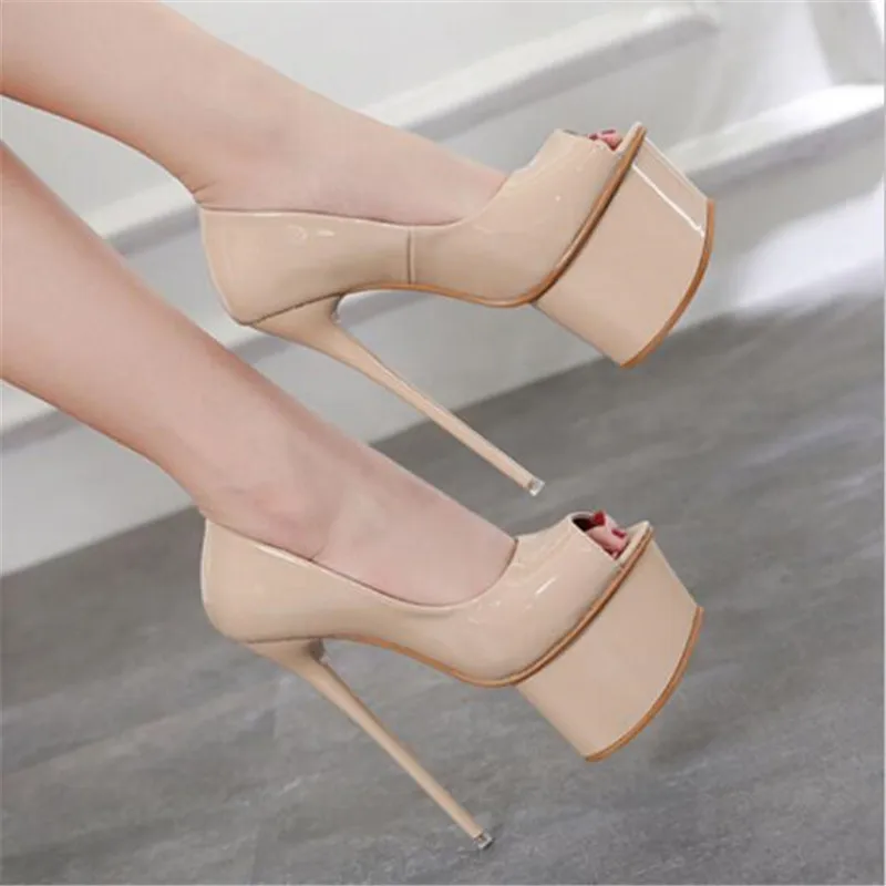 Nude Black Patent Leather Ultra High Heel Shoes 16cm High Heeled Platform Pumps For Women Stiletto Heels Open Toe Dress Shoes
Nude Black Patent Leather Ultra High Heel Shoes 16cm High Heeled Platform Pumps For Women Stiletto Heels Open Toe Dress Shoes
