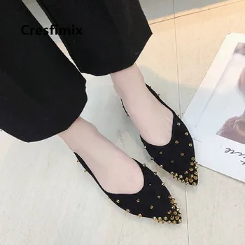 Cresfimix women cute sweet black rivet high quality flat shoes lady casual loafers female cool street shoes zapatos mujer a5039
Cresfimix women cute sweet black rivet high quality flat shoes lady casual loafers female cool street shoes zapatos mujer a5039