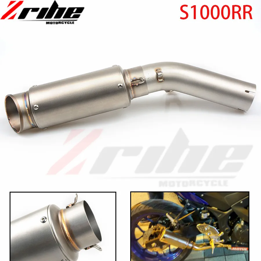 for S1000RR 2014-2016 Motorcycle Exhaust Pipe Motocross Muffler with Middle Pipe 61MM for BMW S1000RR 2014 2015 2016 Link Pipe