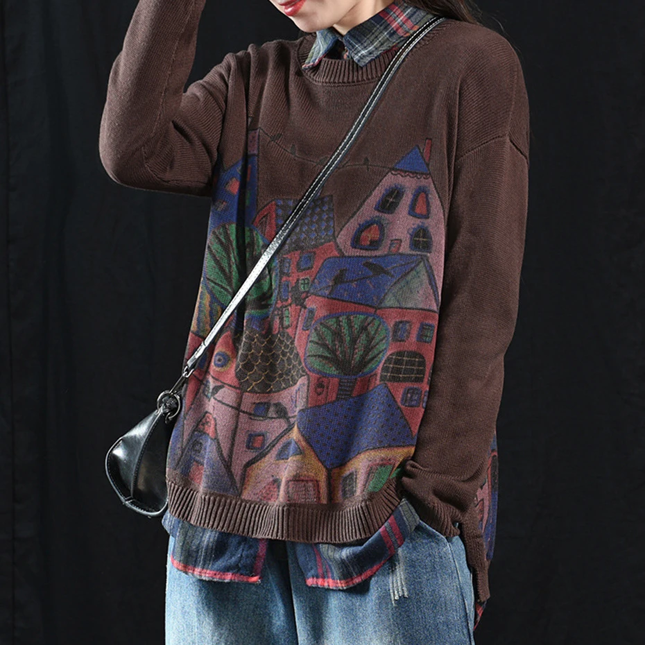 Women Sweater Pullover Tops Knit Outwear for Spring Big Loose Oversized Retro Vintage Blended Patterns Fashion Casual AZ13212717
Women Sweater Pullover Tops Knit Outwear for Spring Big Loose Oversized Retro Vintage Blended Patterns Fashion Casual AZ13212717