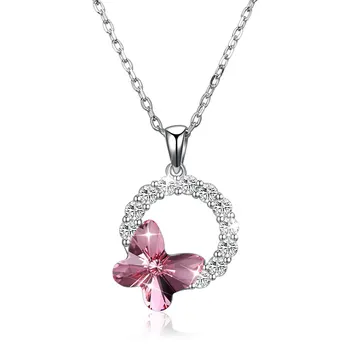 S925 sterling silver butterfly romantic round pendant necklace Crystals From Swarovsk For Women Girl Gifts Chain Kids Jewelry
S925 sterling silver butterfly romantic round pendant necklace Crystals From Swarovsk For Women Girl Gifts Chain Kids Jewelry