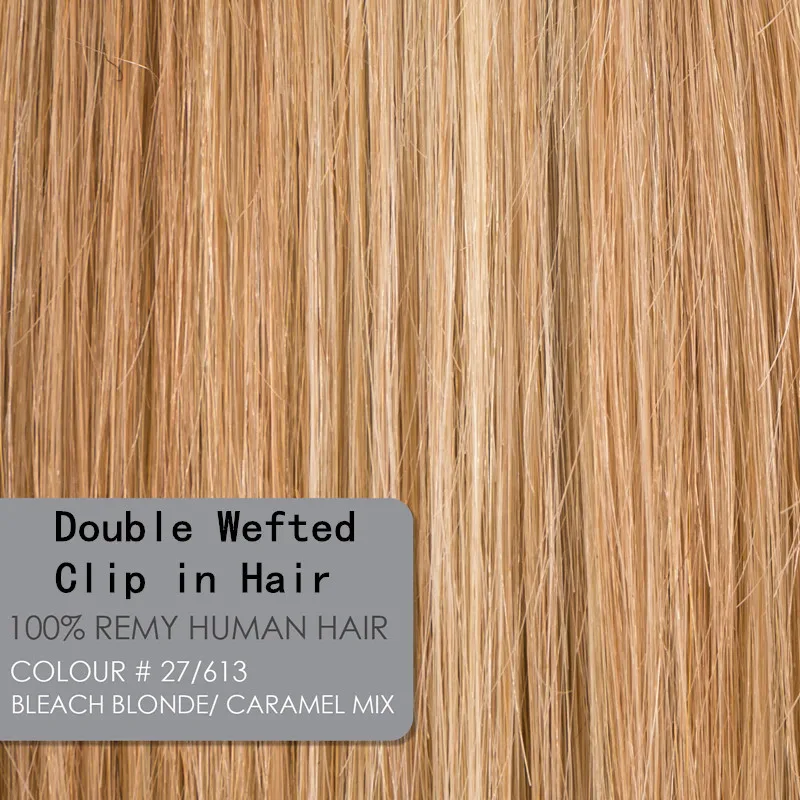 14inch-26inch Piano Color 27/613 Double Wefted Clip In Extensions Remy Full Head 140g