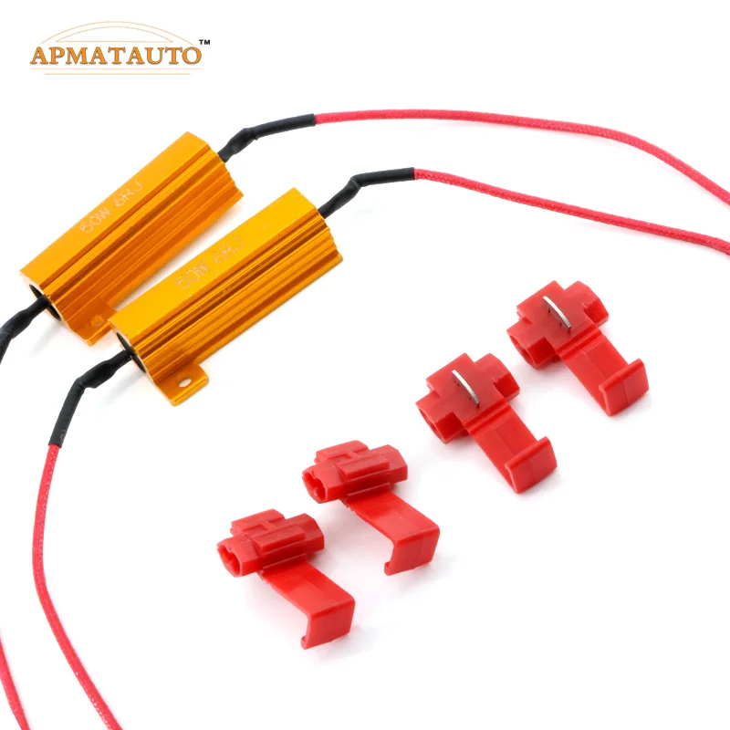 2pc 50W 6ohm LED bulb Turn Signal Light DRL Load Resistor Fix Error fast Flash 1156 P21W BAU15S 1157 BAY15D 7440 7443 3156 3157