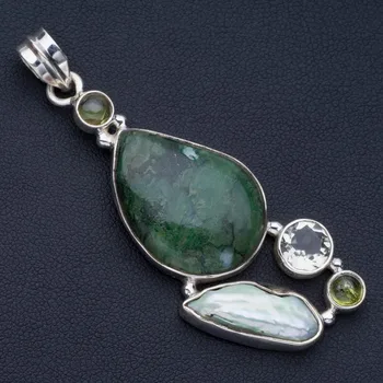 Natural Chrysocolla,Peridot,Biwa Pearl Green Amethyst Punk Style 925 Sterling Silver Pendant 2 1/2" P0813
Natural Chrysocolla,Peridot,Biwa Pearl Green Amethyst Punk Style 925 Sterling Silver Pendant 2 1/2" P0813