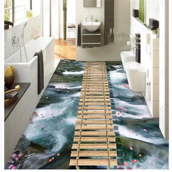 

beibehang river stone waterfall 3d flooring three-dimensional painting papel de parede wallpaper for walls 3 d papier peint