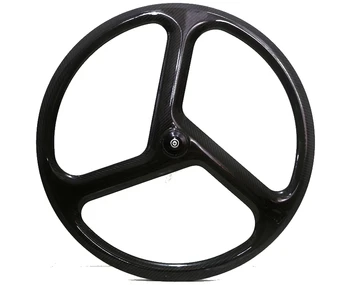 

700C Full Carbon wheels 23mm width 40mm depth Clincher/Tubular tri spoke for Track/Road Bike Wheelset 3k twill glossy finish