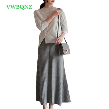 Women Casual Knit suit spring autumn new Long sleeve Sweater Half length skirt Two-piece suit fashion womens Two Suits A1043 
Women Casual Knit suit spring autumn new Long sleeve Sweater Half length skirt Two-piece suit fashion womens Two Suits A1043