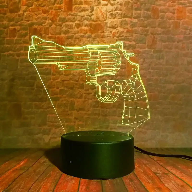 Fortnight Revolver Model 3D Illusion Led Lamp 7 Colors Changing Nightlight Battle Royale Fortress Night Gun Figure Toys
Fortnight Revolver Model 3D Illusion Led Lamp 7 Colors Changing Nightlight Battle Royale Fortress Night Gun Figure Toys