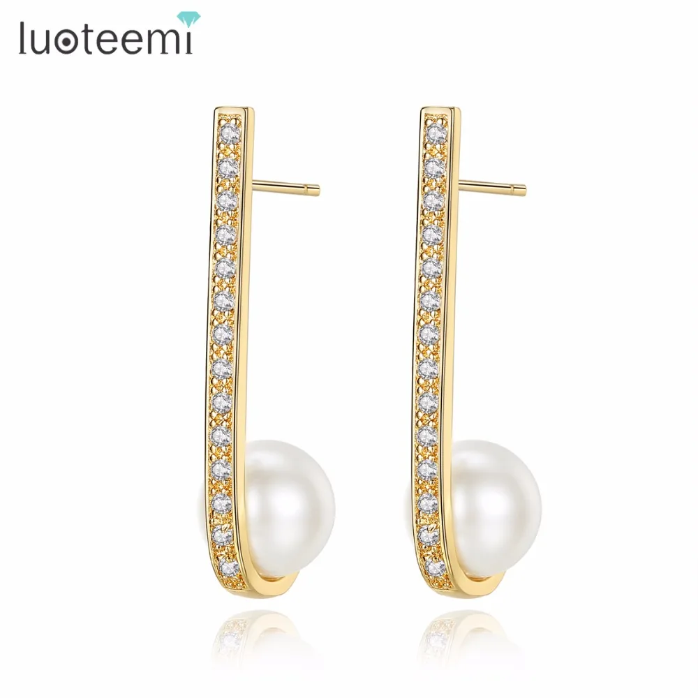 LUOTEEMI Drop Earrings Imitation Pearl Cubic Zirconia Unique Simple Design Engagement Big Vintage Boucles D'oreilles for Women
LUOTEEMI Drop Earrings Imitation Pearl Cubic Zirconia Unique Simple Design Engagement Big Vintage Boucles D'oreilles for Women
