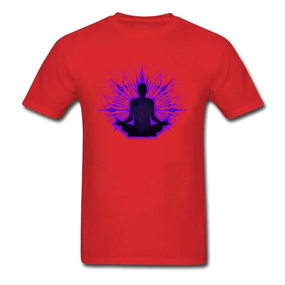 Customized T-Shirt Faddish Short Sleeve Party Pure Cotton O Neck Men Tops T Shirt Printed On Sweatshirts Summer/Fall Meditation Lotus The Universe Inside red