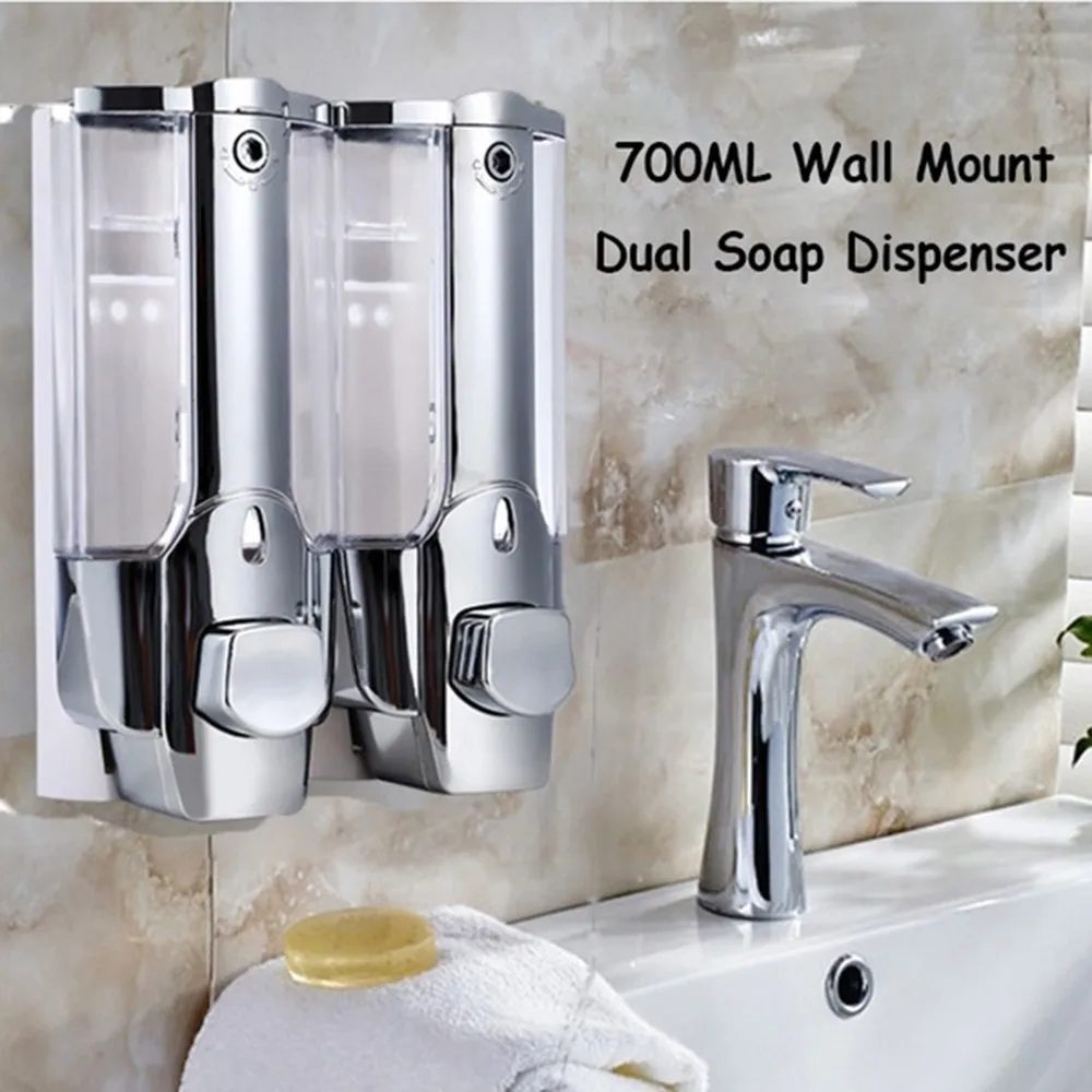 Liquid Soap Dispenser 700ML Dual Head Wall Mount Shower Bath Washing Lotion Soap Shampoo Dispenser d90326
Liquid Soap Dispenser 700ML Dual Head Wall Mount Shower Bath Washing Lotion Soap Shampoo Dispenser d90326