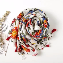 Женский шарф из вискозы с рисунком в национальном стиле|Женские