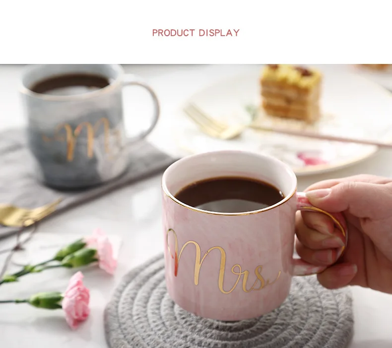 380ml Marble Ceramic Mug Travel Coffee Mug Milk Tea Cups Creative Mr and Mrs Mugs Pink Gold Inlay Breakfast Home Decor
380ml Marble Ceramic Mug Travel Coffee Mug Milk Tea Cups Creative Mr and Mrs Mugs Pink Gold Inlay Breakfast Home Decor