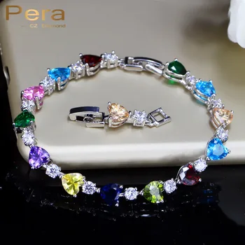 Pera Fashion Women Multicolored AAA+ Cubic Zirconia Stone Heart Shaped Ladies Charm Bracelets Jewelry Gift For Girlfriend B054
Pera Fashion Women Multicolored AAA+ Cubic Zirconia Stone Heart Shaped Ladies Charm Bracelets Jewelry Gift For Girlfriend B054