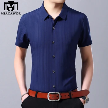 MIACAWOR New Dress Shirt Men Solid Colors Summer Short Sleeve Casual Shirts Slim Fit Chemise Homme Men Clothing C445
MIACAWOR New Dress Shirt Men Solid Colors Summer Short Sleeve Casual Shirts Slim Fit Chemise Homme Men Clothing C445