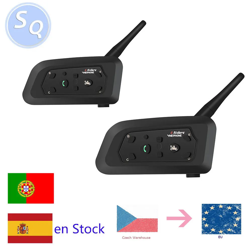 

2PCS V6 No Press Button Talk 1200M BT3.0 Siri Voice Control DSP Full Duplex interphone bluetooth motorcycle helmet intercom