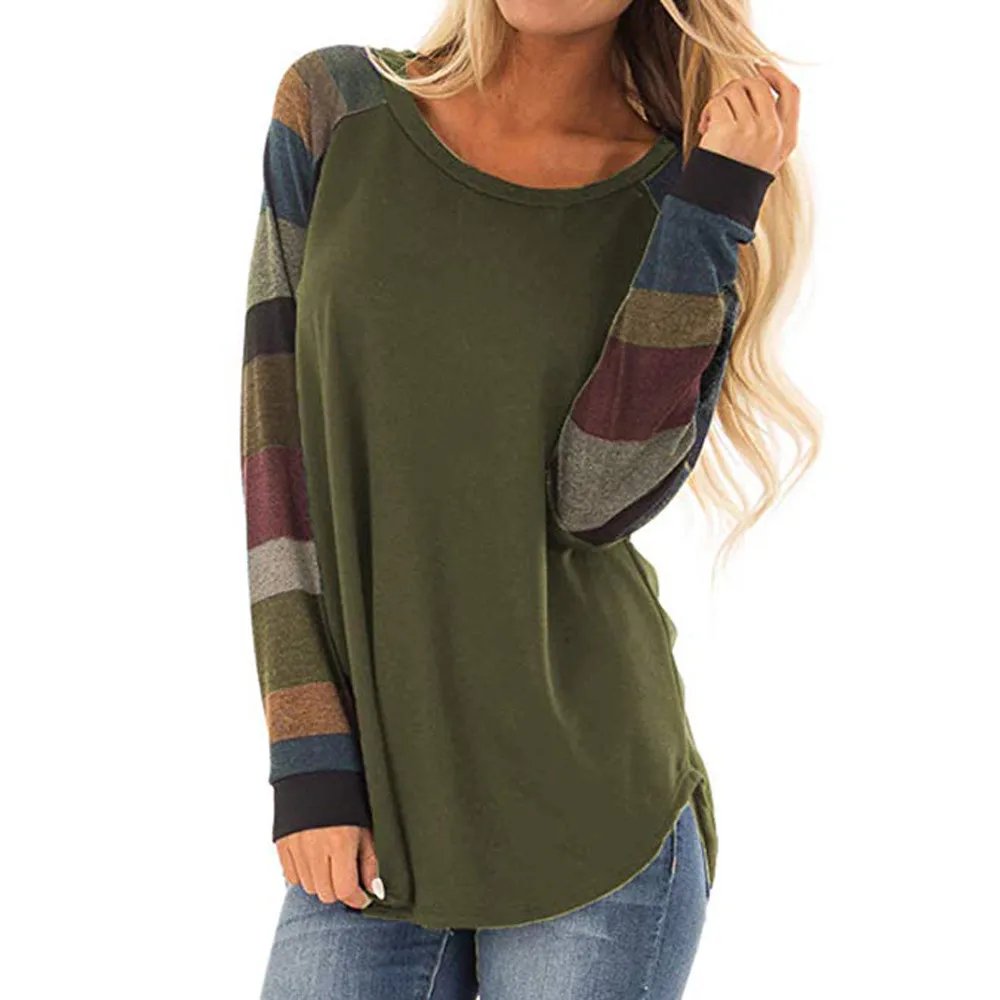 Fashion Women Striped Splicing Tshirt 2019 Baseball Spring Autumn O Neck Long Sleeve Tees All Matched Loose T Shirt
Fashion Women Striped Splicing Tshirt 2019 Baseball Spring Autumn O Neck Long Sleeve Tees All Matched Loose T Shirt