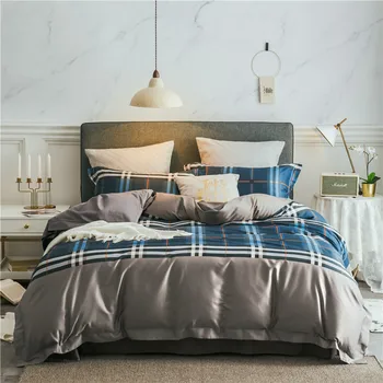 New Product 4 Pcs Bedding Set egyptian cotton Bedclothes blue grey plaid Bed Linens Duvet Cover Set Bed Sheet
New Product 4 Pcs Bedding Set egyptian cotton Bedclothes blue grey plaid Bed Linens Duvet Cover Set Bed Sheet