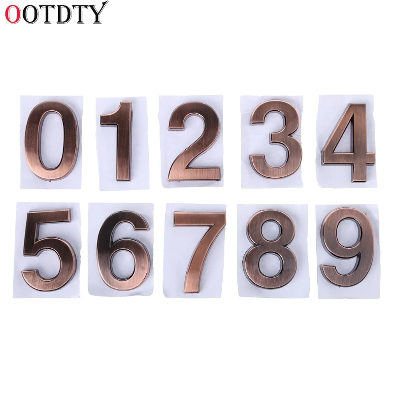 

OOTDTY ABS Plastic Bronze Self- Adhesive 0-9 Door Numbers Customized House Address Sign