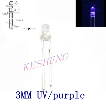UV LED 3mm Light Purple Water Clear Round 3 mm Ultraviolet 395nm - 400nm Light-Emitting Diode Lamp DIP Components 2000PCS
UV LED 3mm Light Purple Water Clear Round 3 mm Ultraviolet 395nm - 400nm Light-Emitting Diode Lamp DIP Components 2000PCS