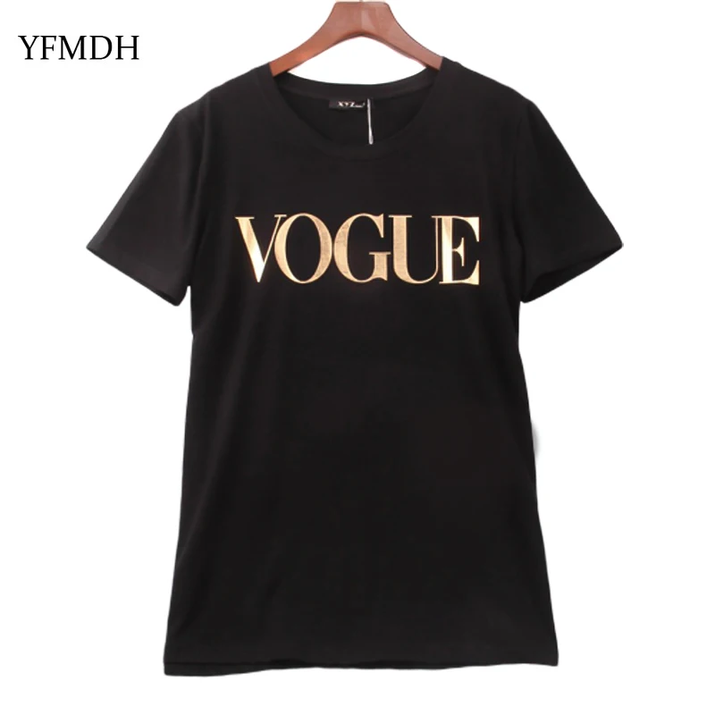 Gold Color VOGUE Letter Print Loose Tshirt Women Casual O-Neck Short Sleeve Tee Shirt 2019 Summer Female Harajuku Cotton Tops
Gold Color VOGUE Letter Print Loose Tshirt Women Casual O-Neck Short Sleeve Tee Shirt 2019 Summer Female Harajuku Cotton Tops