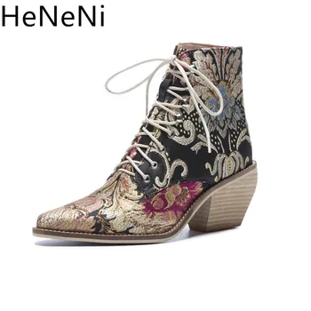 New Women Western boots Luxury Silk Boots Martin Ankle Boots New Autumn Winter Embroider Women Boots Lace Up Shoes botines mujer
New Women Western boots Luxury Silk Boots Martin Ankle Boots New Autumn Winter Embroider Women Boots Lace Up Shoes botines mujer