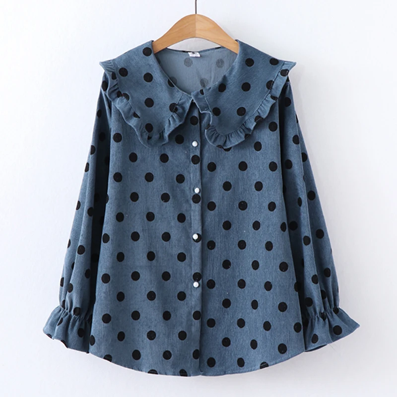 Blusas Femininas Japan Mori Girl Corduroy Shirts Blouse Women Doll Collar Polka Dot Tops and Blouses
Blusas Femininas Japan Mori Girl Corduroy Shirts Blouse Women Doll Collar Polka Dot Tops and Blouses