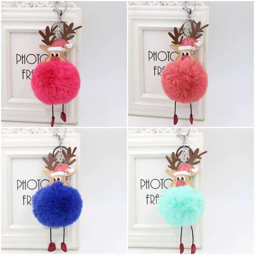 Reindeer pompom Keychain Colorful Fake Rabbit fur ball Fluffy Key Chain Holder porte clef Bag Car Keyring Christmas ornament
Reindeer pompom Keychain Colorful Fake Rabbit fur ball Fluffy Key Chain Holder porte clef Bag Car Keyring Christmas ornament