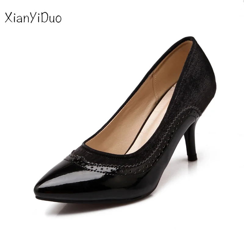 Xianyiduo Retro Spring/Autumn Women's Shoes Pointed Toe high heels Pumps big size34-51 purple Beige green red wedding silver/400 | Обувь
