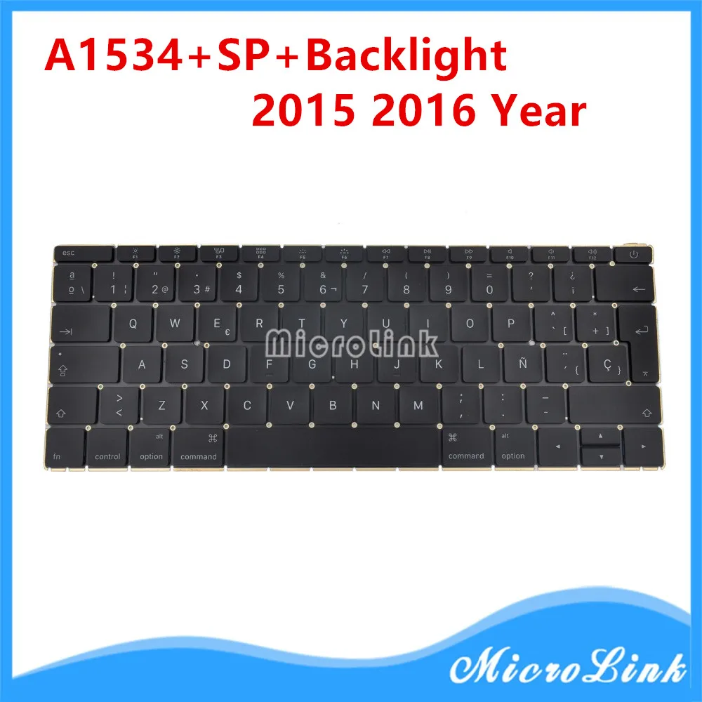 Новые SP клавиатуры для Macbook 12 дюймов A1534 испанская клавиатура с подсветкой 2015 2016