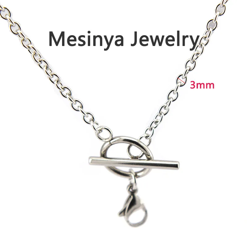 

10pcs 18 ''30'' Stainless steel 0.8 wire 3mm width new style toggle chain for floating charms glass locket pendant necklace