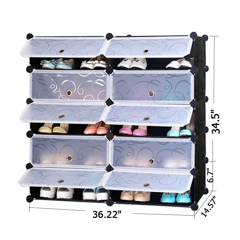 Intelligent Plastic Portable Cube Cabinet - Shoe Rack 10 Cube 5 S-05-2