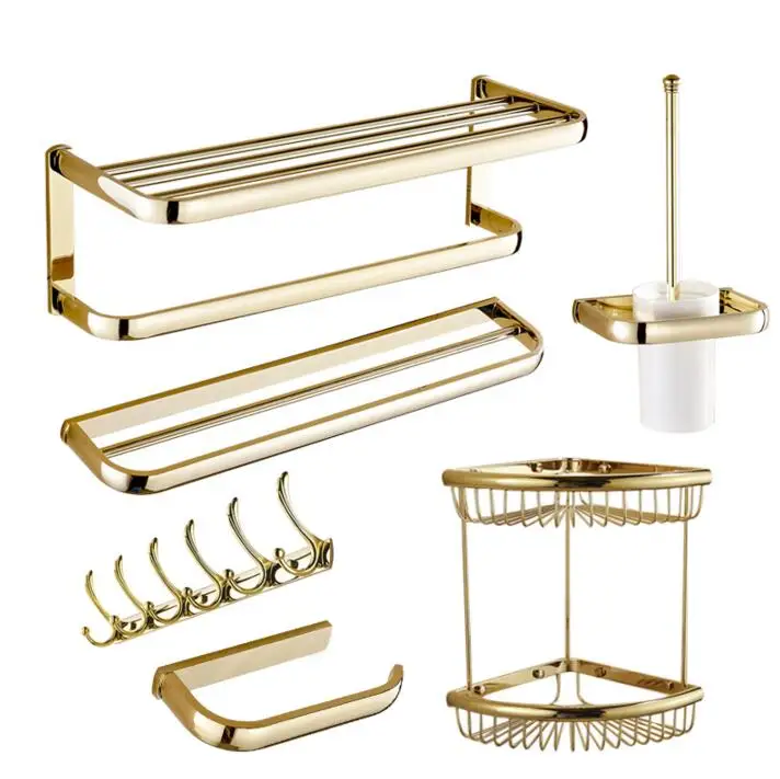 golden Thicker Bathroom accessories Bath Hardware Set Towel Shelf Towel Bar Paper Holder Cloth Hook JM411
golden Thicker Bathroom accessories Bath Hardware Set Towel Shelf Towel Bar Paper Holder Cloth Hook JM411