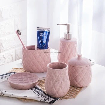 Simple creative European ceramic bathroom five sets Bathroom kits Wash mouth cup toothbrush holder cotton swab box wash suit
Simple creative European ceramic bathroom five sets Bathroom kits Wash mouth cup toothbrush holder cotton swab box wash suit