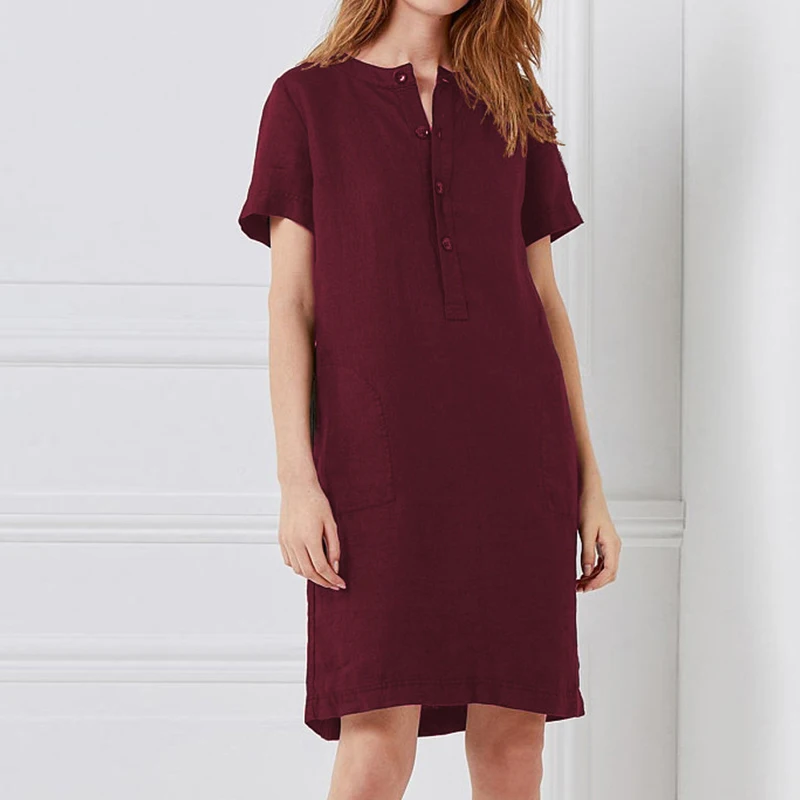 Summer Dress Women Plus Size 5XL 2019 Linen Cotton Casual Solid Short Sleeve Loose Dresses Casual Beach Party Dress vestidos H30 
Summer Dress Women Plus Size 5XL 2019 Linen Cotton Casual Solid Short Sleeve Loose Dresses Casual Beach Party Dress vestidos H30