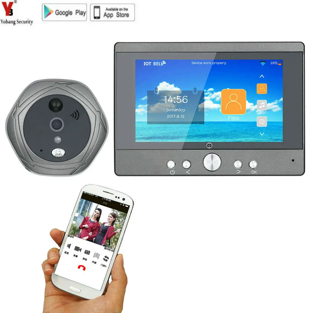 720P WiFi Wireless Digital Peephole Door Viewer 5" Front Door Peephole Camera Wifi Doorbell with Intercom or take video
720P WiFi Wireless Digital Peephole Door Viewer 5" Front Door Peephole Camera Wifi Doorbell with Intercom or take video
