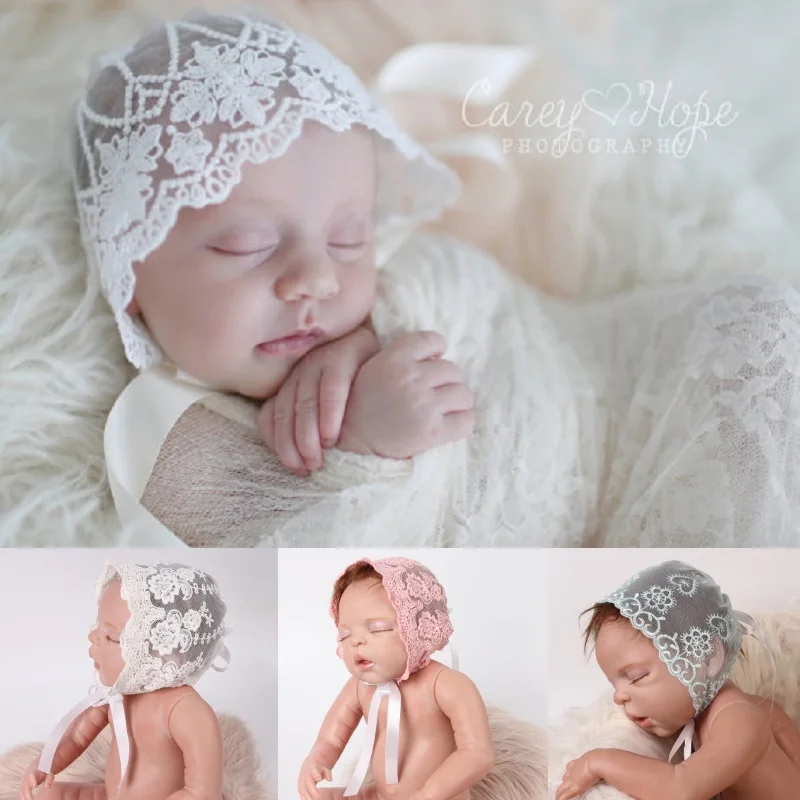 

Lace Newborn Caps Cotton Baby Beanie Floral Hollow Bucket Fetal Cap Girls Ribbon Lace-up Hat Toddler Headwear Photography Props